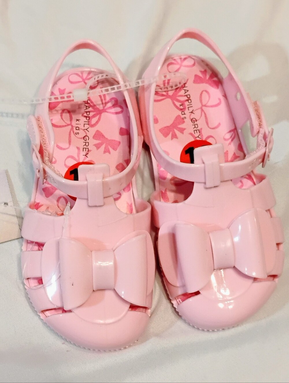 Happily Grey Kids Pink Bow Jelly Sandals